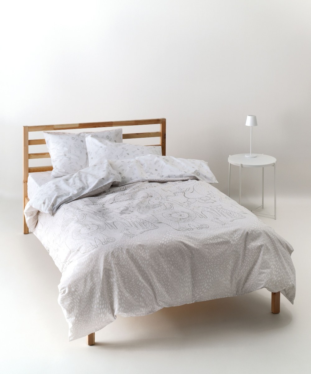 Σετ Παιδικά Σεντόνια Μονά 3 Τεμαχίων Kentia Canopy White-Greige 160x270