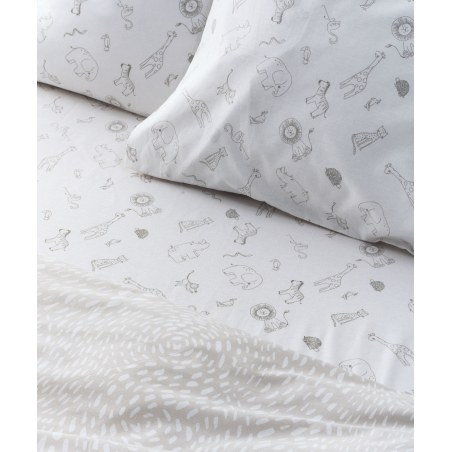 Σετ Παιδικά Σεντόνια Μονά 3 Τεμαχίων Kentia Canopy White-Greige 160x270