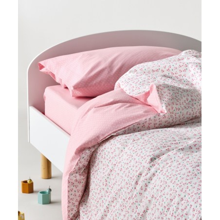 Σετ Παιδικά Σεντόνια Μονά 3 Τεμαχίων Kentia Cereza Baby Pink-Green 160x245