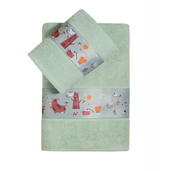 Σετ Πετσέτες 2 Τεμαχίων Kentia Fang Green-Brown 70x125,40x60