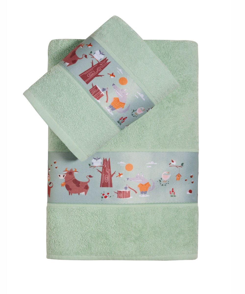 Σετ Πετσέτες 2 Τεμαχίων Kentia Fang Green-Brown 70x125,40x60