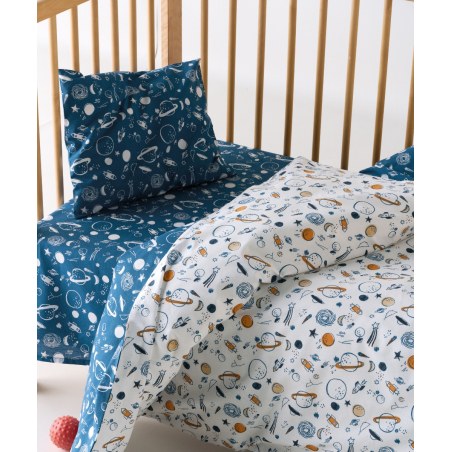Σετ Σεντόνια Λίκνου 2 Τεμαχίων Kentia Garnet White-Blue-Orange 70x120
