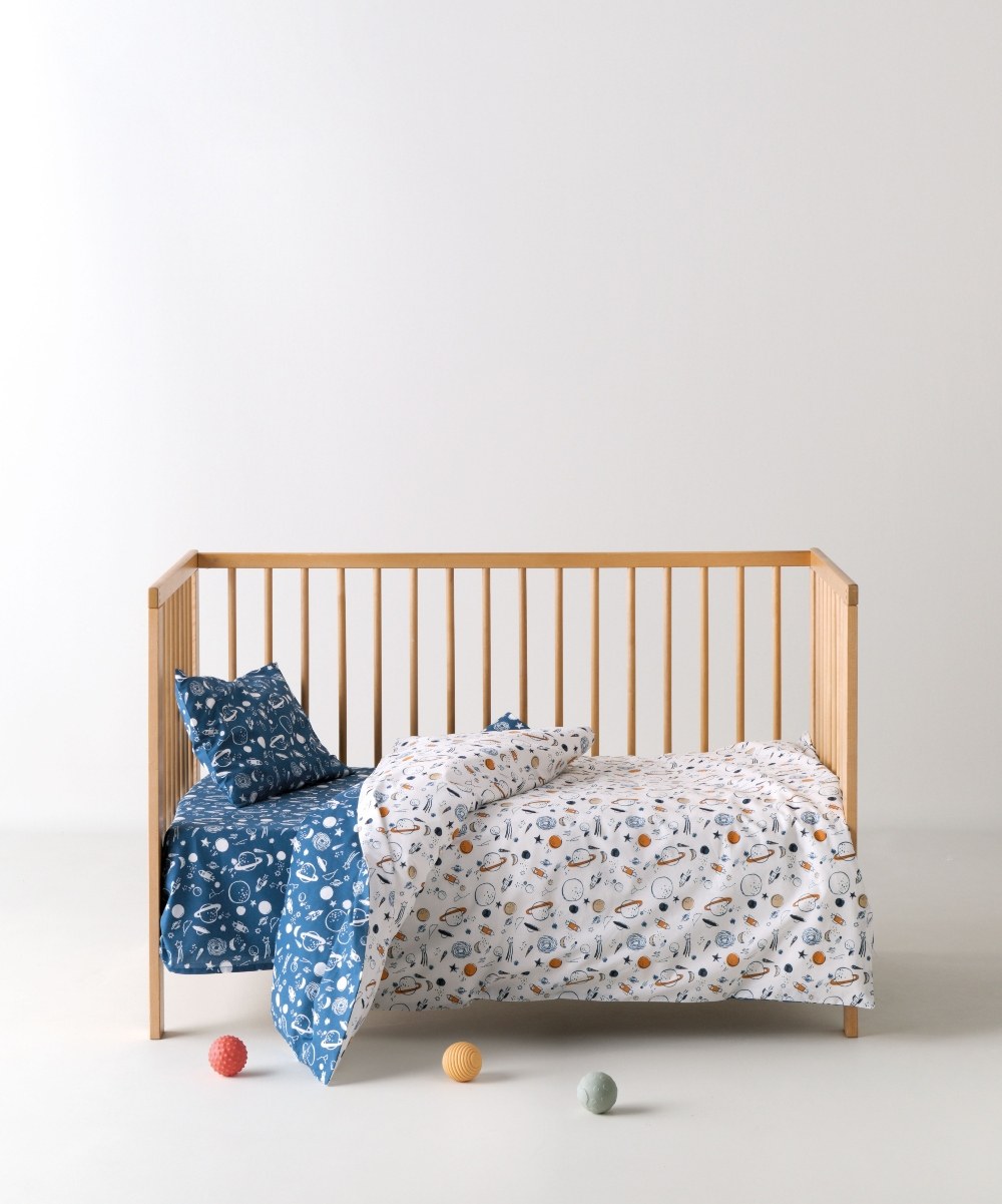 Σετ Σεντόνια Κούνιας 3 Τεμαχίων Kentia Garnet White-Blue-Orange 120x170