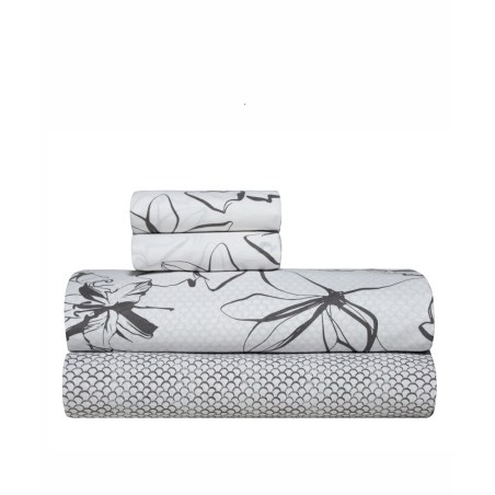 Σετ Σεντόνια Υπέρδιπλα 4 Τεμαχίων Kentia Incu White- Black 240x270