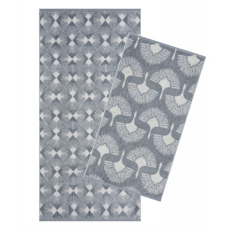 Σετ Πετσέτες 2 Τεμαχίων Kentia Kavan 22 Grey-White 70x140,50x90