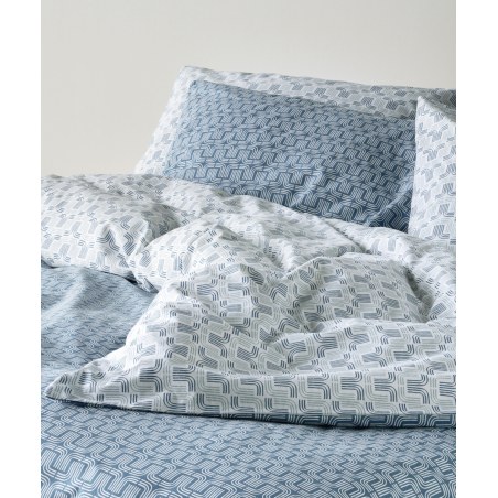 Σετ Σεντόνια Μονά 3 Τεμαχίων Kentia Kivo Blue- White 160x270