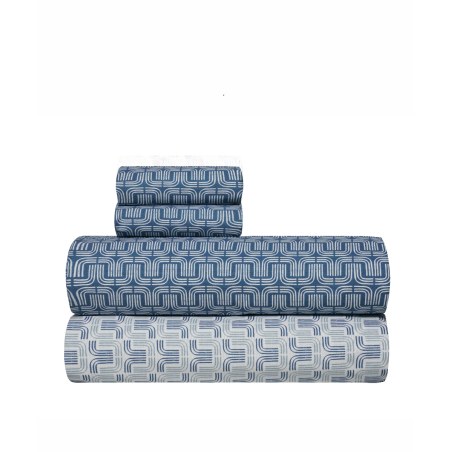 Σετ Σεντόνια Υπέρδιπλα 4 Τεμαχίων Kentia Kivo Blue- White 240x270