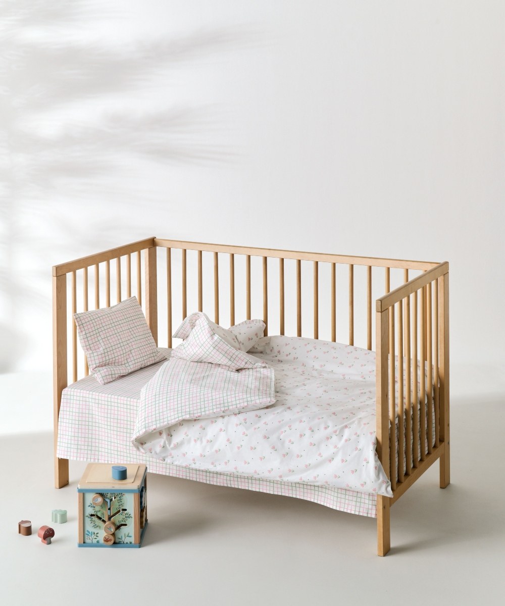 Σετ Παπλωματοθήκη Κούνιας 2 Τεμαχίων Kentia Lirio Green-Pink 100x140