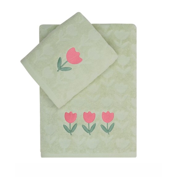 Σετ Βρεφικές Πετσέτες 2 Τεμαχίων Kentia Lirio Green-Pink...