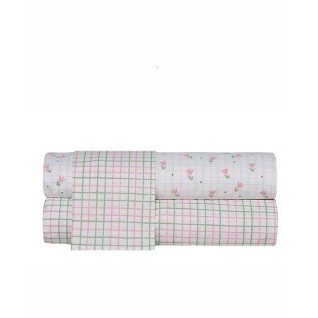 Σετ Σεντόνια Λίκνου 2 Τεμαχίων Kentia Lirio Green-Pink 260x120