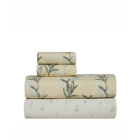 Σετ Σεντόνια King Size 4 Τεμαχίων Kentia Luma Cream- Green- White 270x270