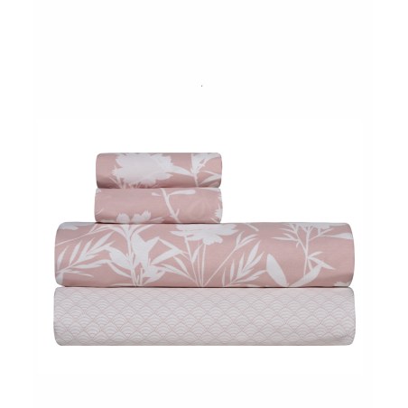 Σετ Σεντόνια King Size 4 Τεμαχίων Kentia Rosaira 18 Light Pink-White 270x270