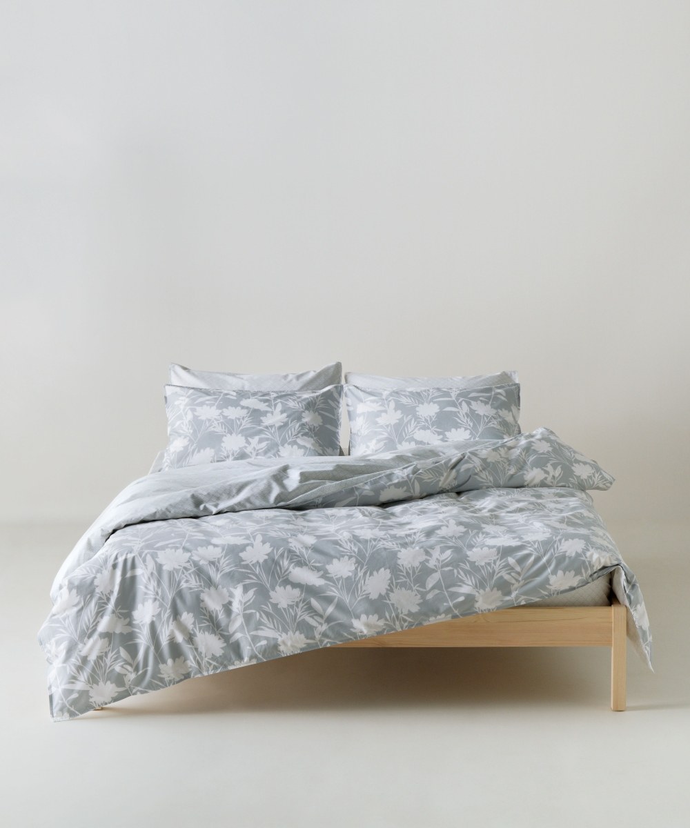 Σετ Παπλωματοθήκη Υπέρδιπλη 3 Τεμαχίων Kentia Rosaira 22 Grey-White 225x245