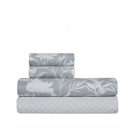 Σετ Σεντόνια King Size 4 Τεμαχίων Kentia Rosaira 22 Grey-White 270x270