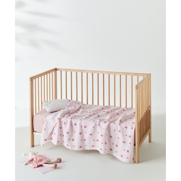 Κουβέρτα Κούνιας kentia Sassy A Pink-White 100x140