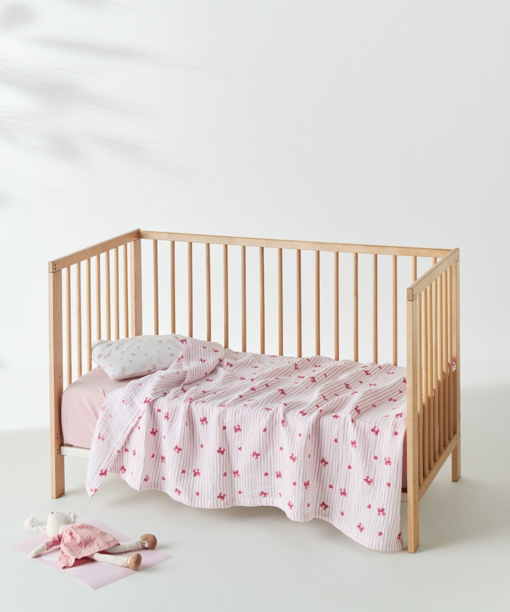 Κουβέρτα Κούνιας kentia Sassy A Pink-White 100x140