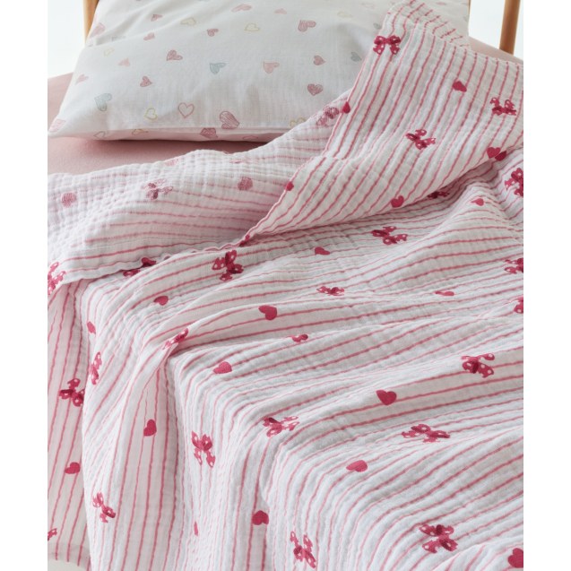 Κουβέρτα Κούνιας kentia Sassy A Pink-White 100x140