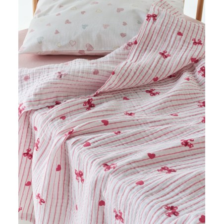 Κουβέρτα Κούνιας kentia Sassy A Pink-White 100x140