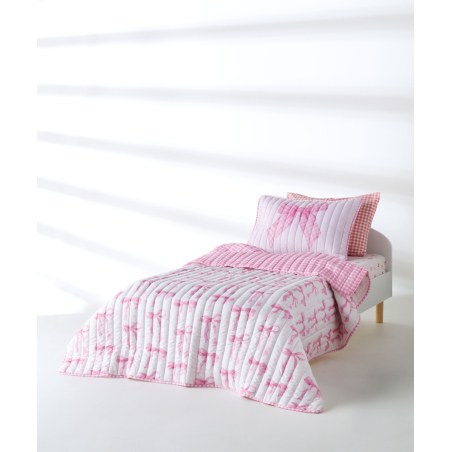 Σετ Παιδικό Κουβερλί Μονό 2 Τεμαχίων Kentia Sassy White-Pink 160x220