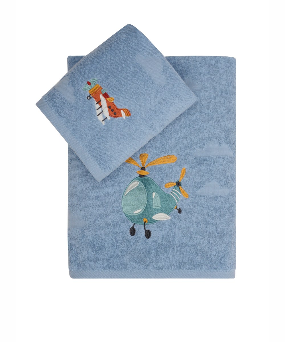 Σετ Βρεφικές Πετσέτες 2 Τεμαχίων Kentia Stefan Soft Blue 70x125,50x70