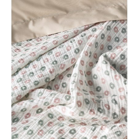 Κουβέρτα Μονή Kentia Trubi 14A White-Pink-Green 160x240