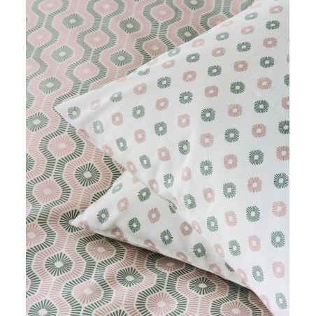 Σετ Μαξιλαροθήκες 2 Τεμαχίων Kentia Trubi 14A Green- Pink- White 50x70
