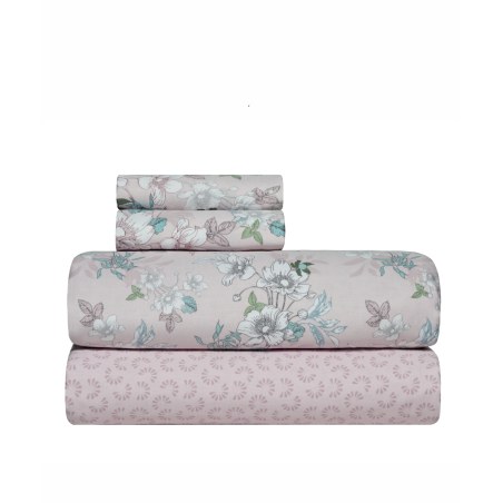 Σετ Σεντόνια Υπέρδιπλα 4 Τεμαχίων Kentia Vervita 18 Pink-Whte-Green-Blue 240x270