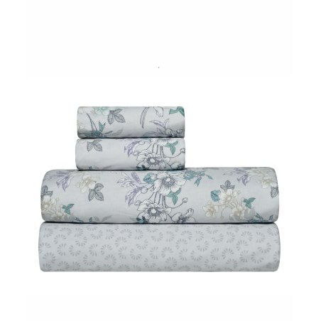 Σετ Σεντόνια King Size 4 Τεμαχίων Kentia Vervita 22 Grey-White-Beige-Mint 270x270