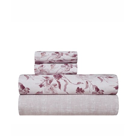 Σετ Σεντόνια Υπέρδιπλα 4 Τεμαχίων Kentia Yuli 18 Old Rose- White 240x270