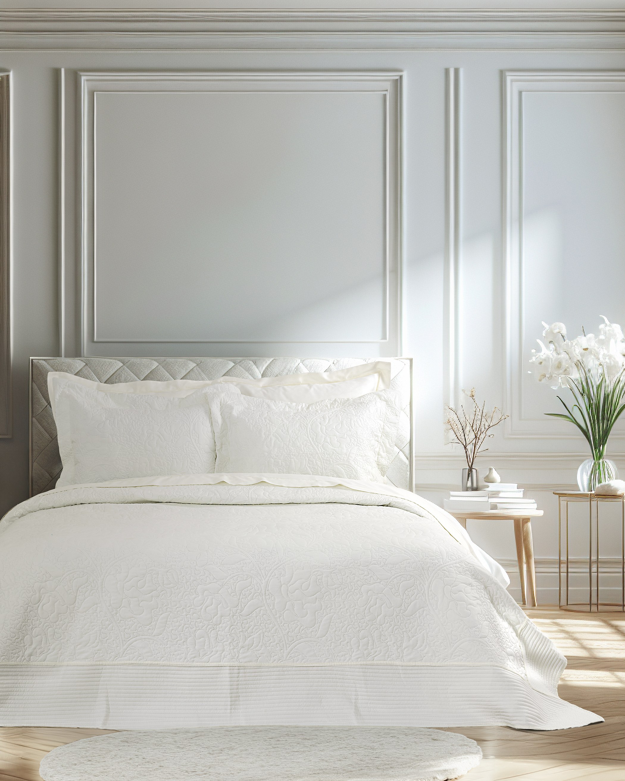 Σετ Κουβερλί King Size 3 Τεμαχίων Nima Heather Ivory Εκ