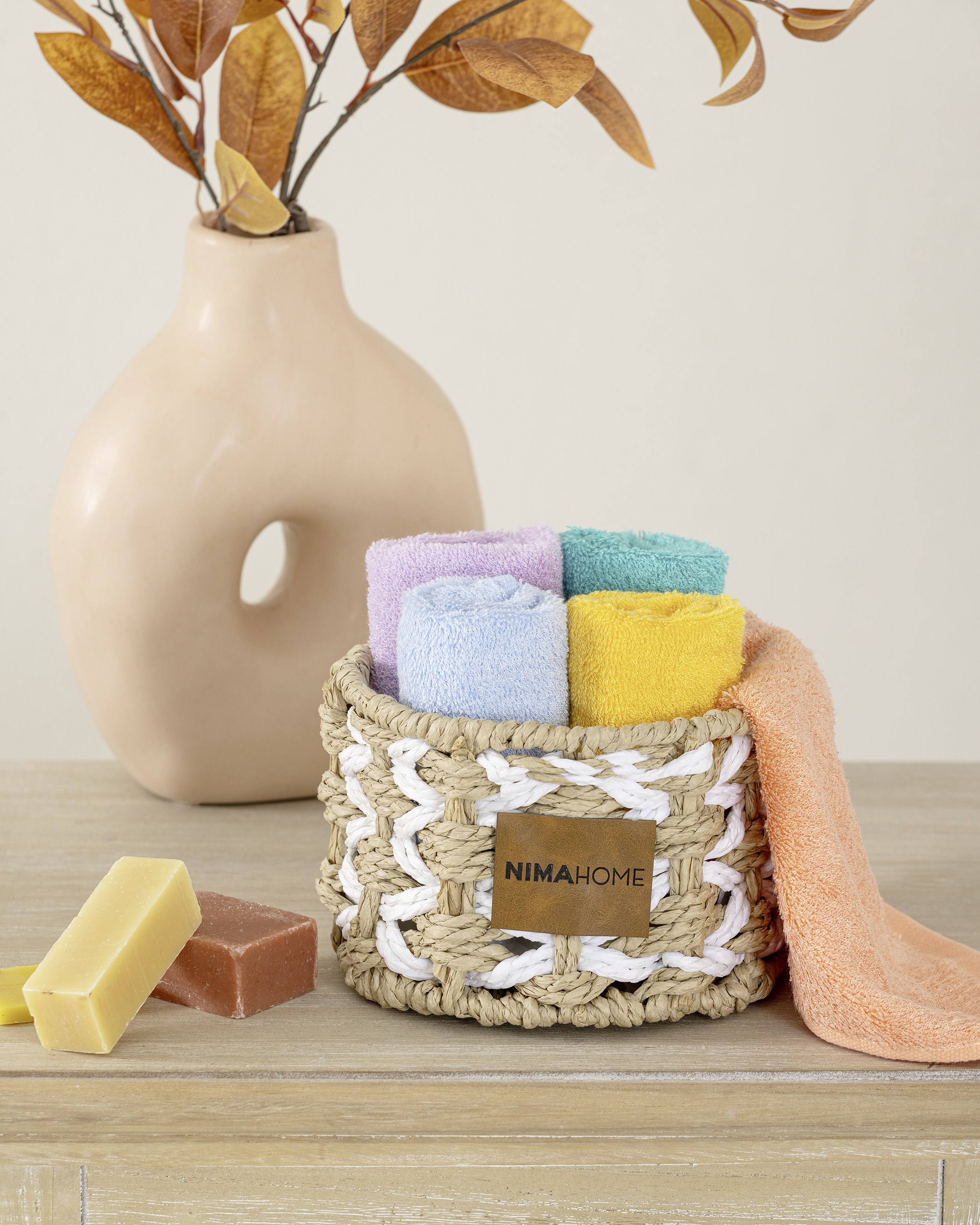 Καλαθάκι Με Λαβέτες 5 Τεμαχίων Nima Bamboo Calm Σιέλ, Τ