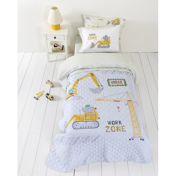 Παιδικό Κουβερλί Ημίδιπλο Nima Big Truck Γκρι, Κίτρινο...