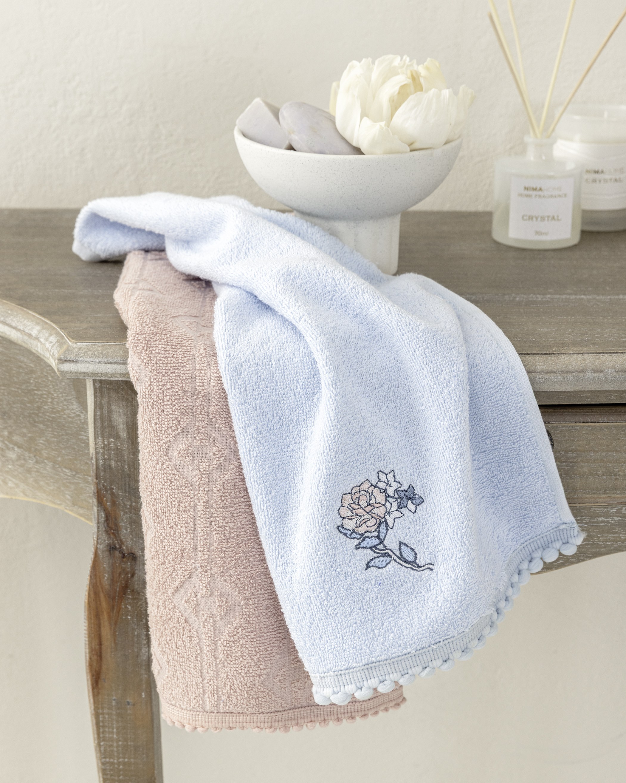 Σετ Πετσέτες 2 Τεμαχίων Nima Reve Ροζ, Σιέλ 30x50,30x50