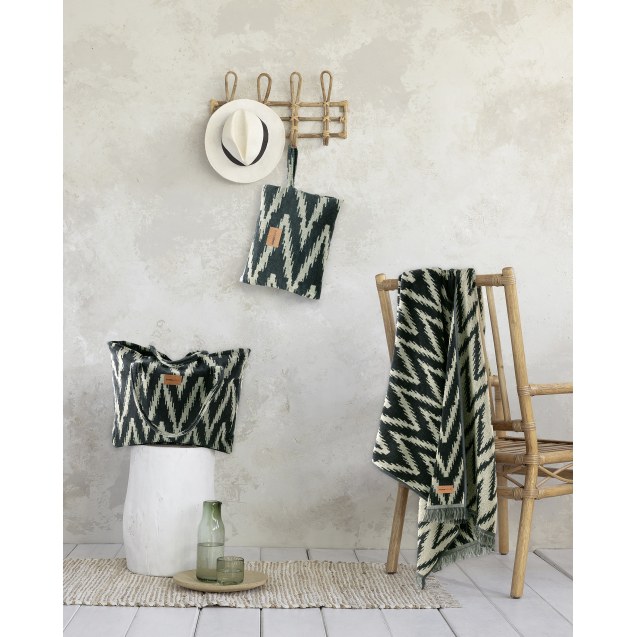 Τσάντα Θαλάσσης Nima Chevron Μπεζ, Μαύρο 46x60
