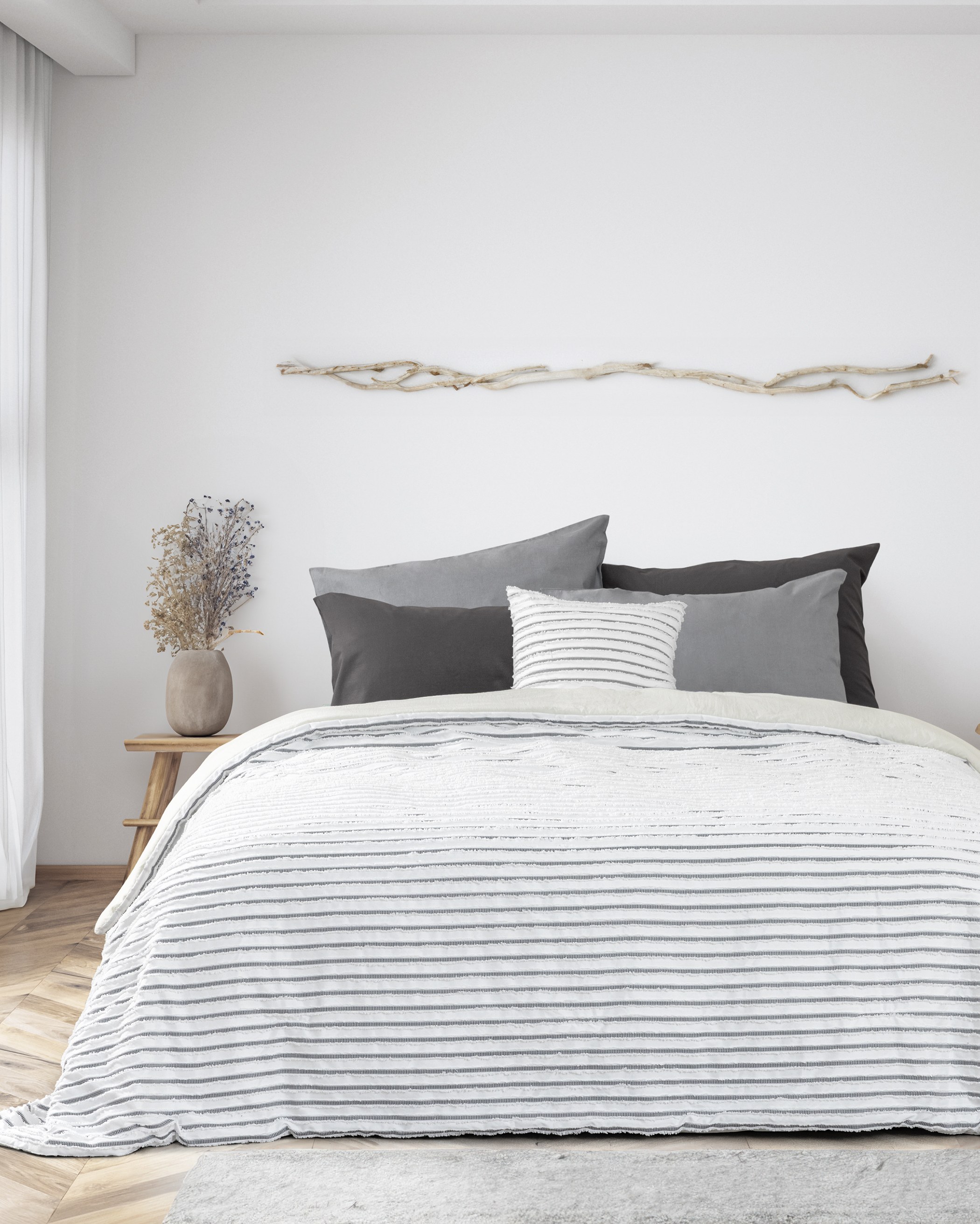 Κουβερλί King Size Nima Raya Λευκό, Γκρι 240x260