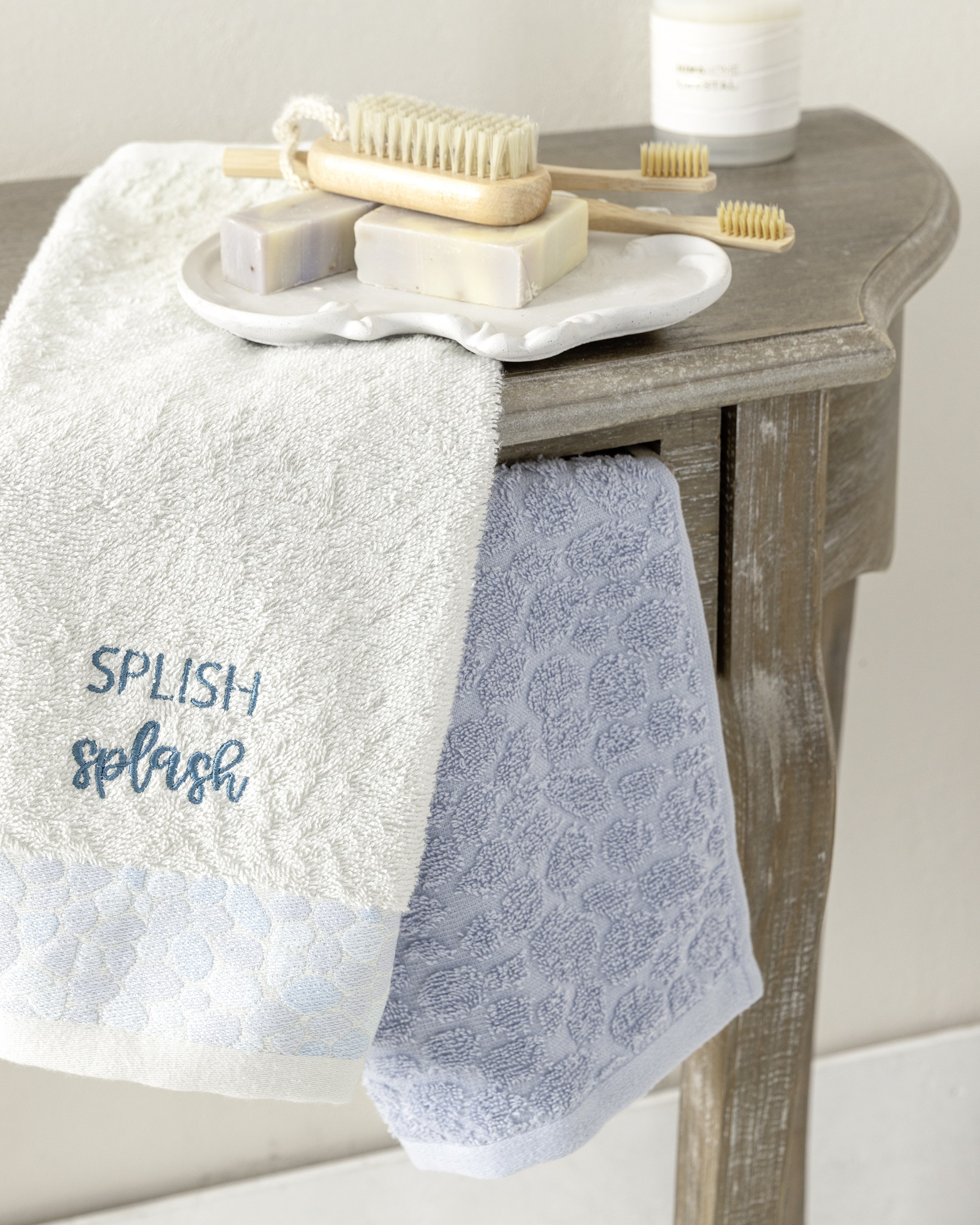 Σετ Πετσέτες 2 Τεμαχίων Nima Splish Splash Λευκό, Σιέλ 30x50,30x50