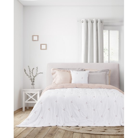 Κουβερλί Υπέρδιπλο Nima Amelia Λευκό, Ροζ 220x240