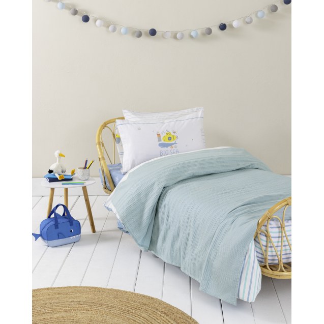 Παιδική Κουβέρτα Πικέ Μονή Nima Dune Blue Σιέλ,...