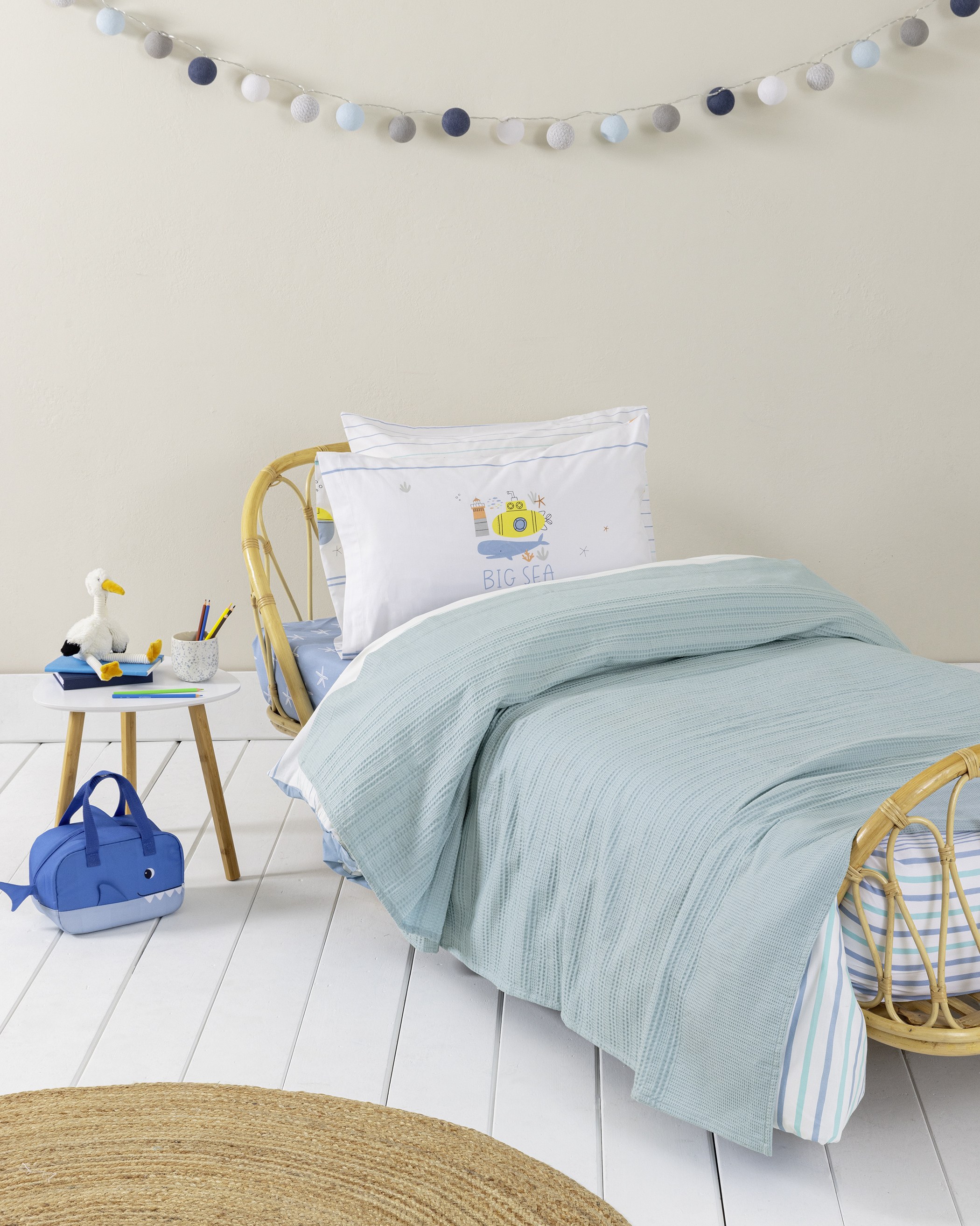 Παιδική Κουβέρτα Πικέ Μονή Nima Dune Blue Σιέλ, Μπλε 160x240