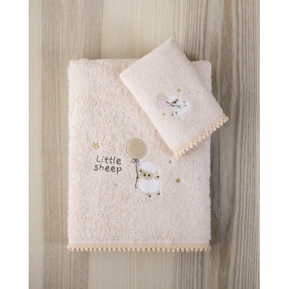 Σετ Πετσέτες 2 Τεμαχίων Nima Little Sheep Ροζ 30x50,70x140