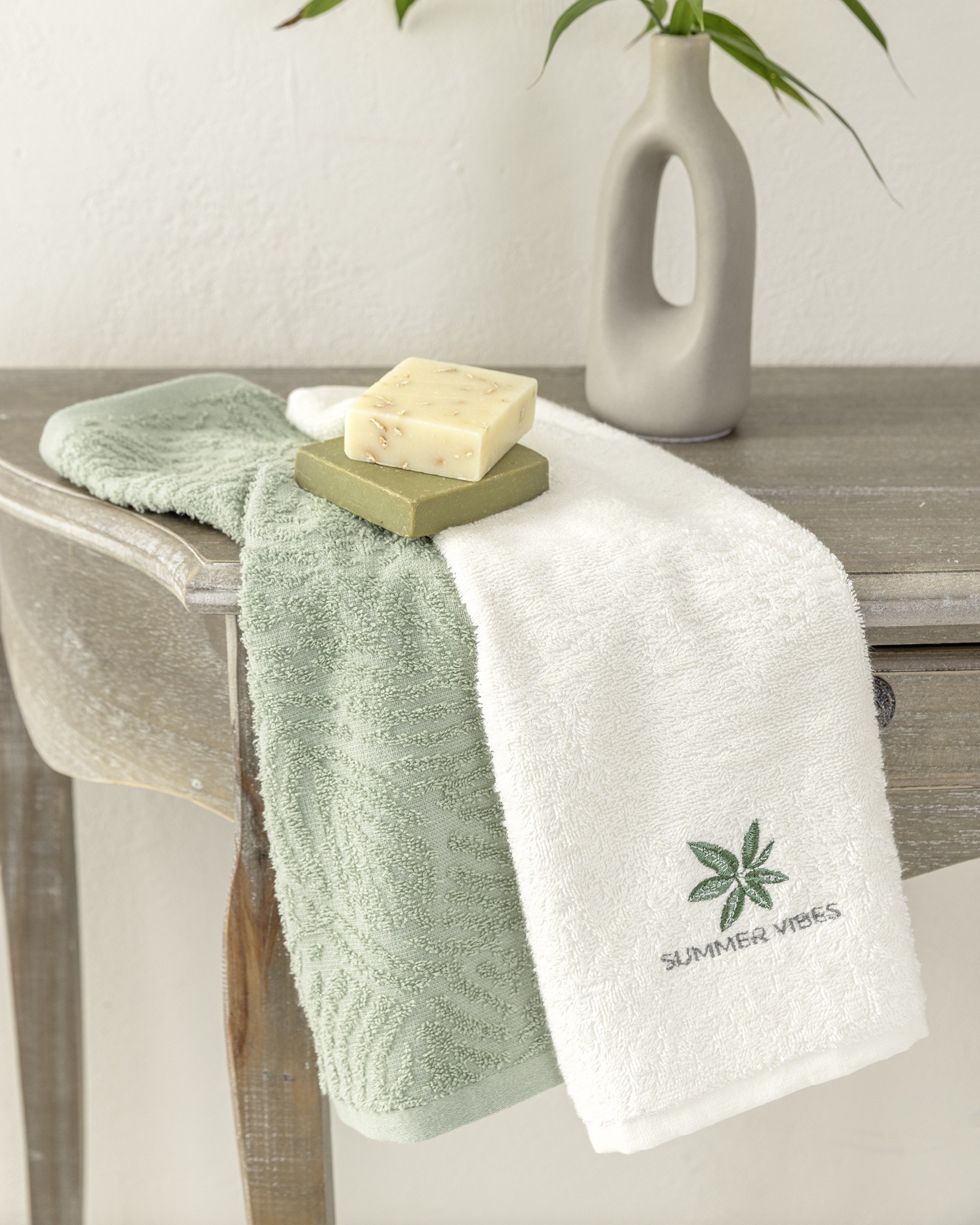 Σετ Πετσέτες 2 Τεμαχίων Nima Summer Vibes Λευκό, Πράσινο, Μέντα 30x50,30x50