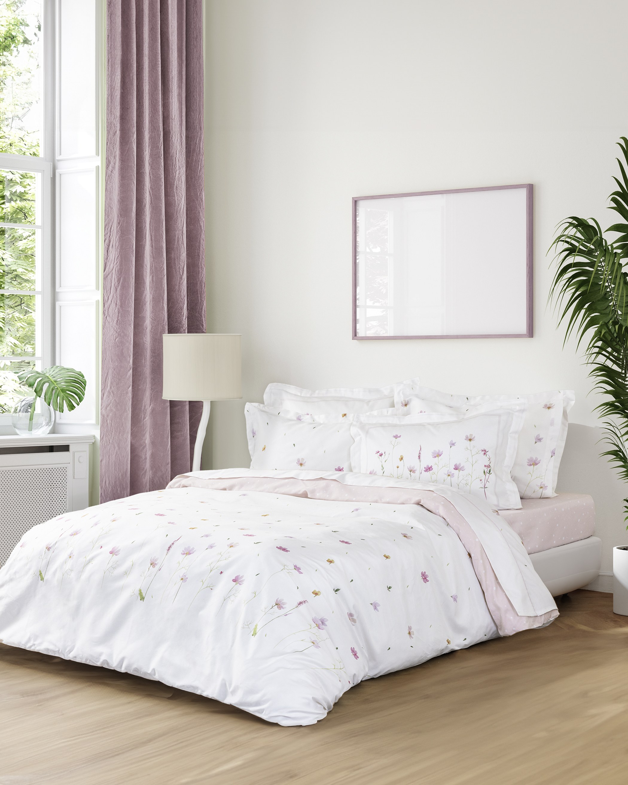 Σετ Σεντόνια King Size 4 Τεμαχίων Nima Everbloom Ροζ, Λευκό 270x280