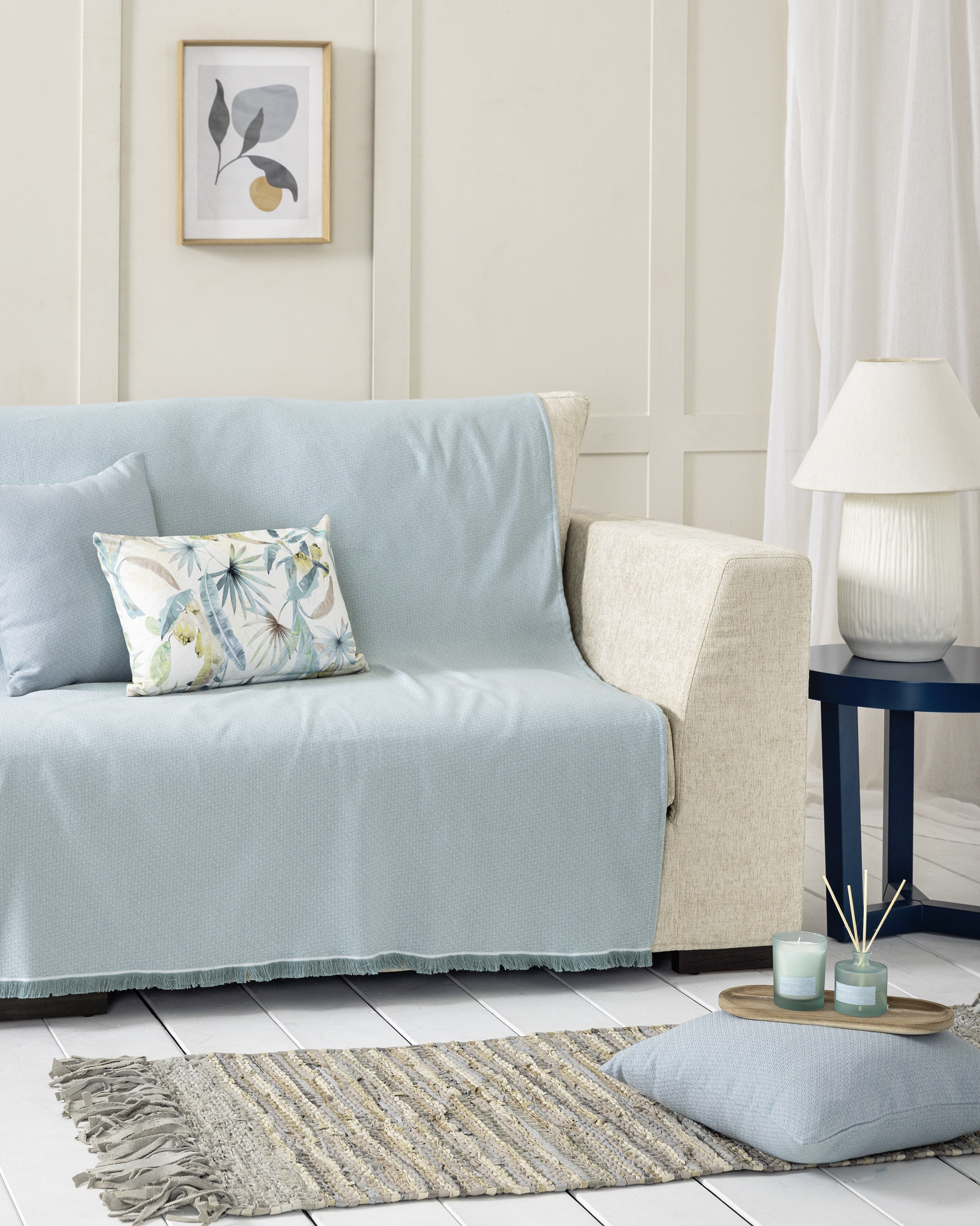 Ριχτάρι Πολυθρόνας Nima Iris Petrol Πετρόλ, Σιέλ, Τιρκουάζ 180x180