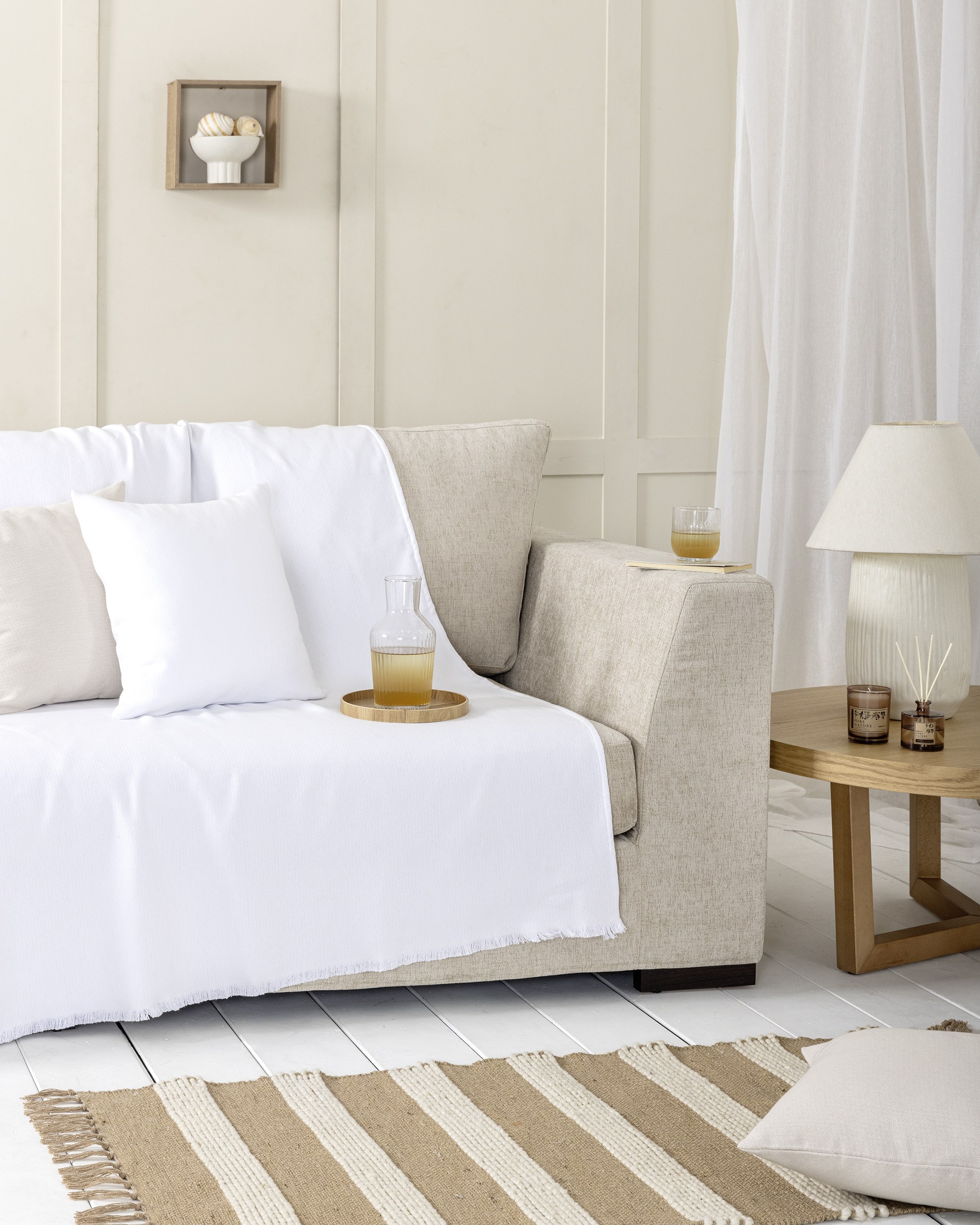 Ριχτάρι Τριθέσιου Nima Iris White Λευκό 180x300