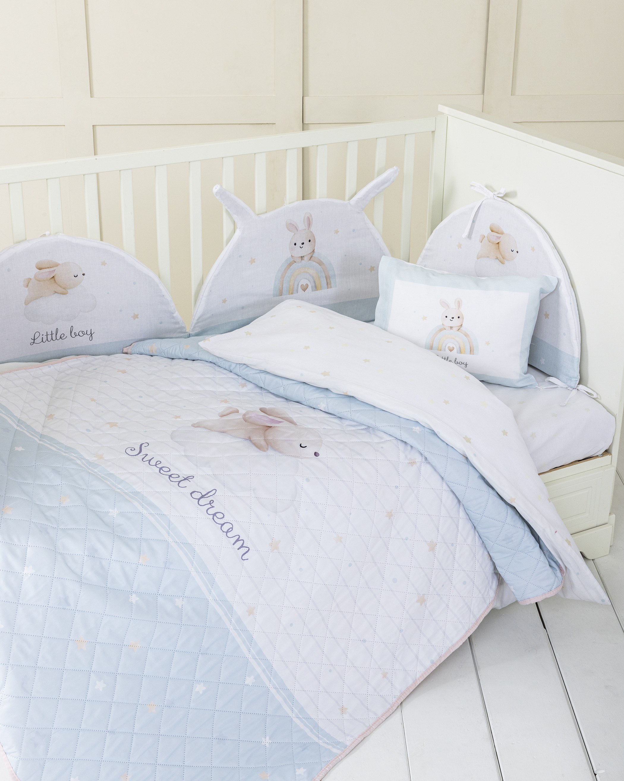 Κουβερλί Κούνιας Nima Bobo Μέντα, Σιέλ 120x170