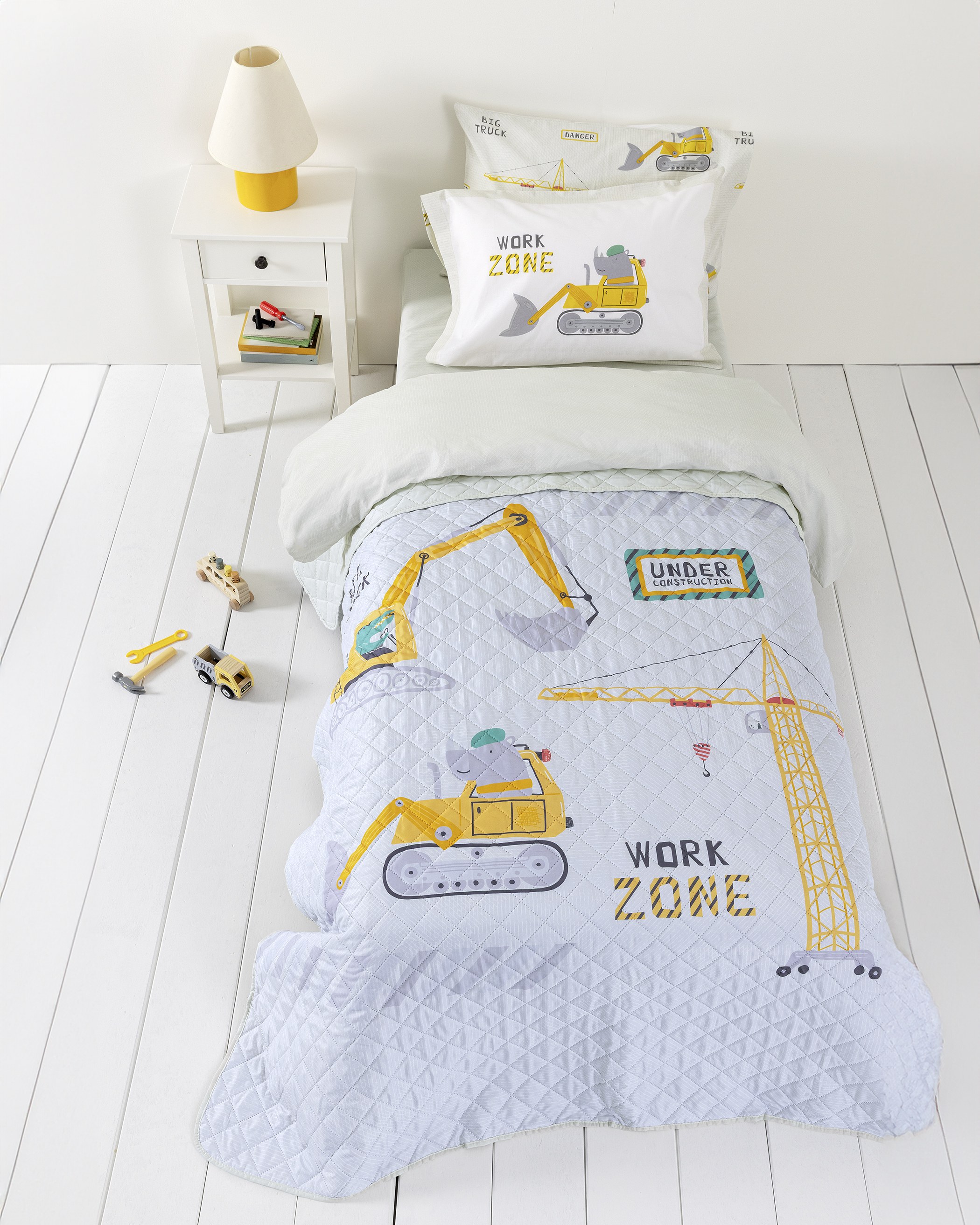 Παιδικό Κουβερλί Μονό Nima Big Truck Γκρι, Κίτρινο 160x220