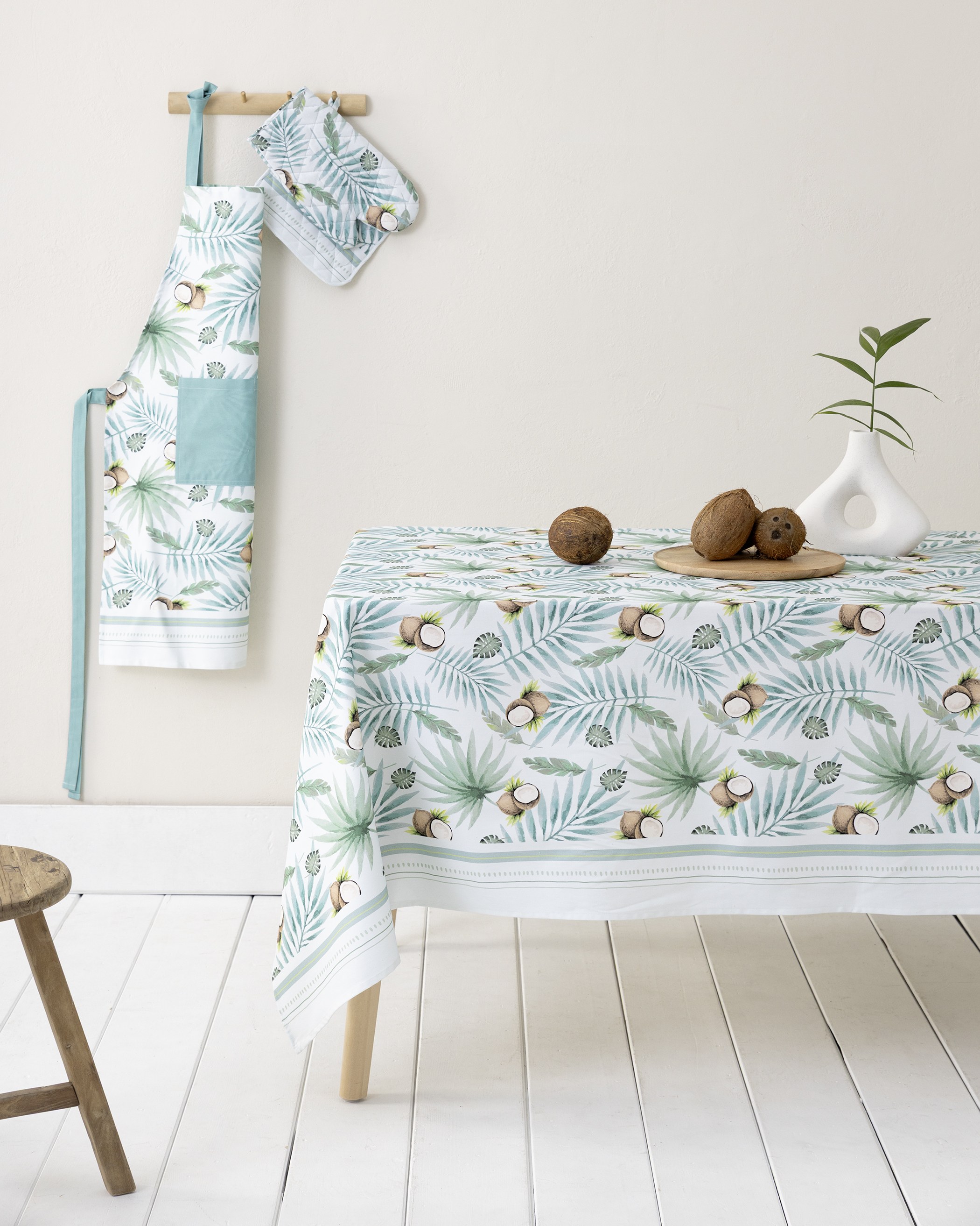 Τραπεζομάντηλο Nima Coconut Σιέλ, Πετρόλ 140x140
