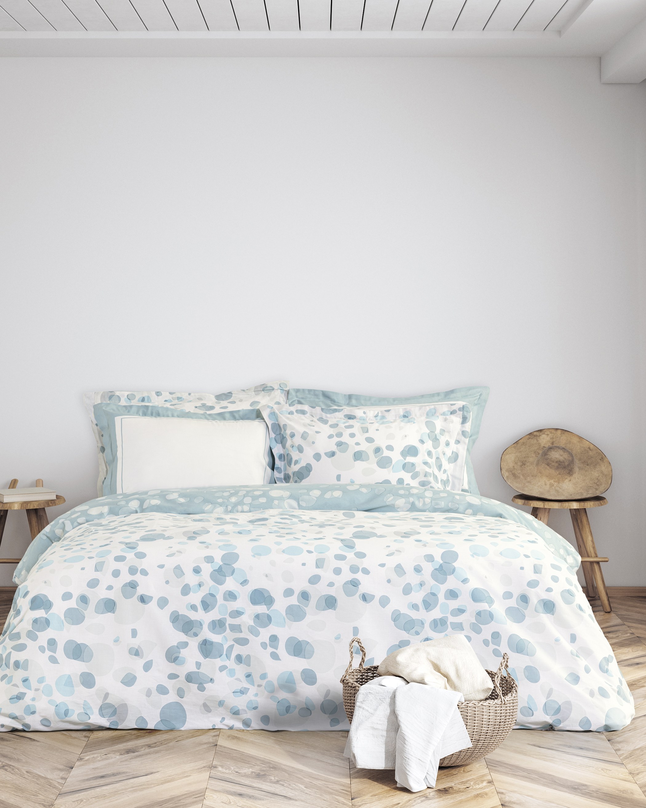 Σετ Σεντόνια King Size 4 Τεμαχίων Nima Aesthetic Λευκό, Μπλε, Τιρκουάζ, Σιέλ 270x280