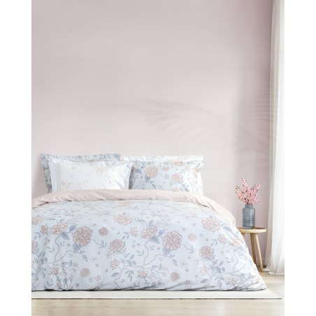 Σετ Σεντόνια Διπλά 4 Τεμαχίων Nima Floral Dream Σιέλ, Τιρκουάζ, Ροζ 220x260