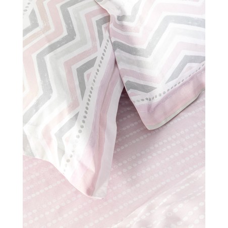 Σετ Σεντόνια Διπλά 4 Τεμαχίων Nima Hamptons Ροζ, Γκρι 220x260